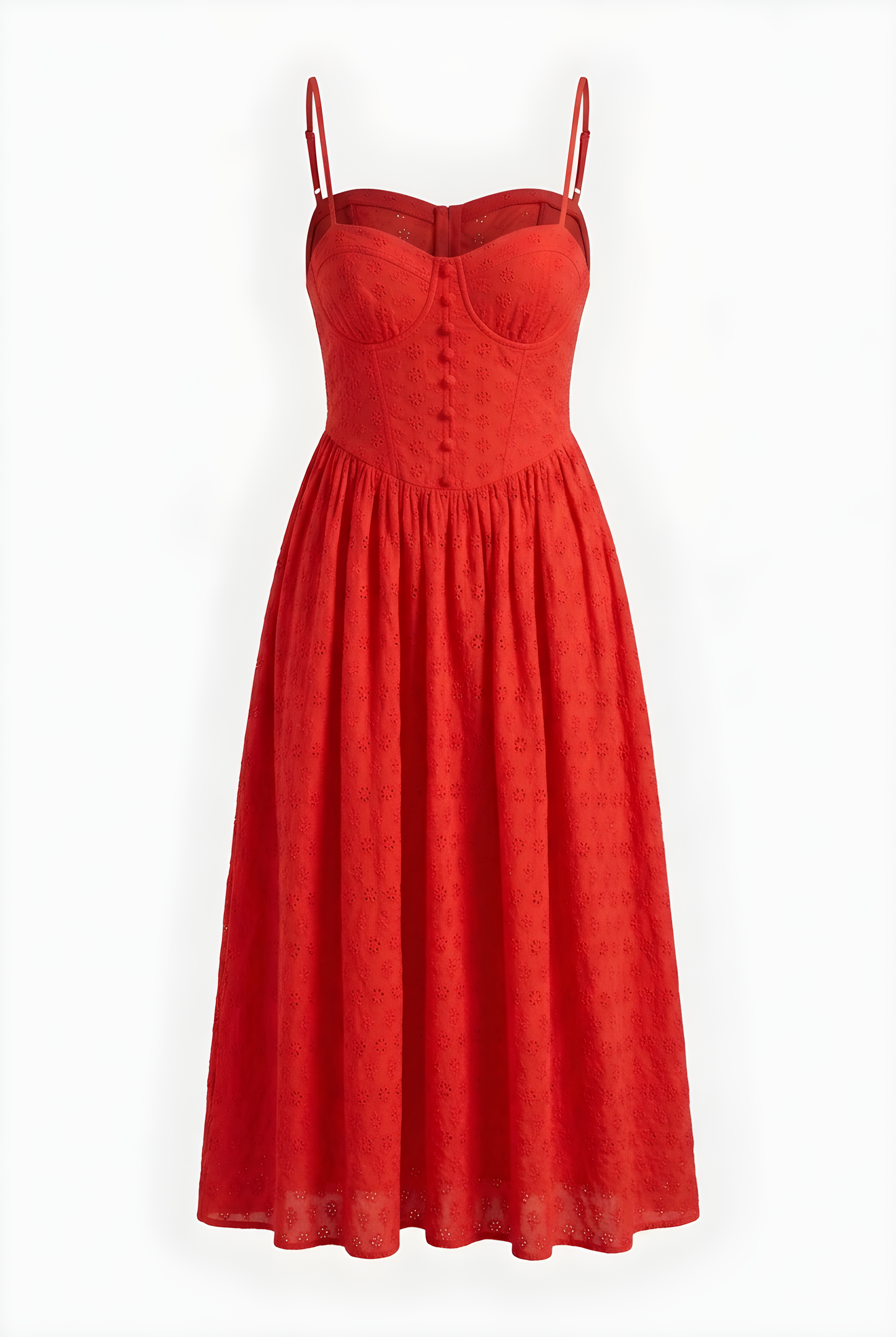 VESTIDO TIRANTES TIPO ENCAJE ROJO