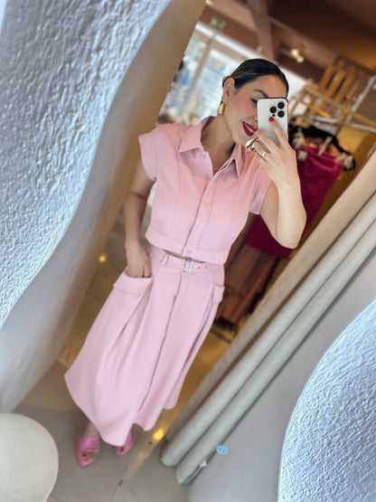 Set top y falda rosa