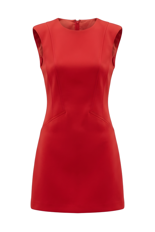 VESTIDO ROJO BOLSILLO SIMULADO
