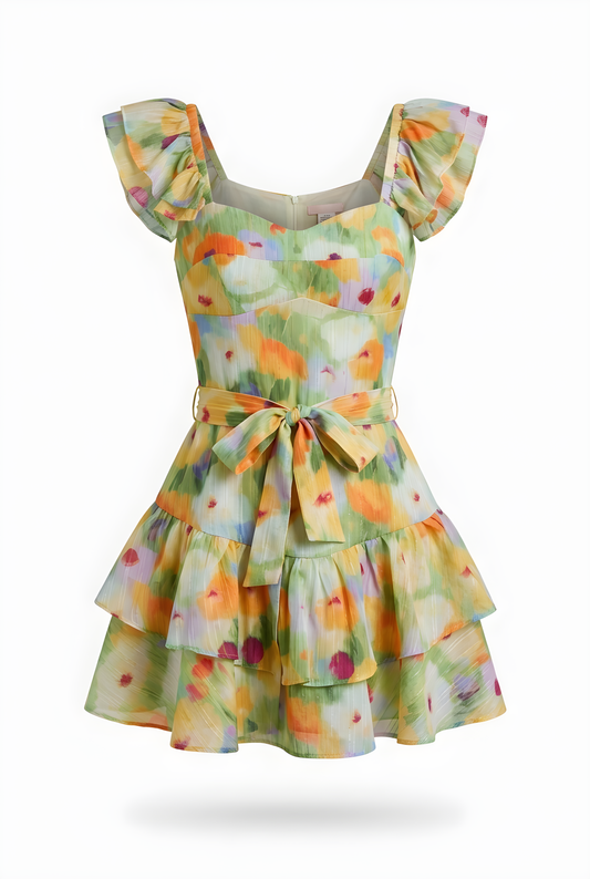 VESTIDO OLANES CON PRINT FLORES