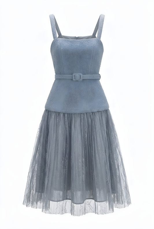 VESTIDO AZUL BABY CON CINTURÓN