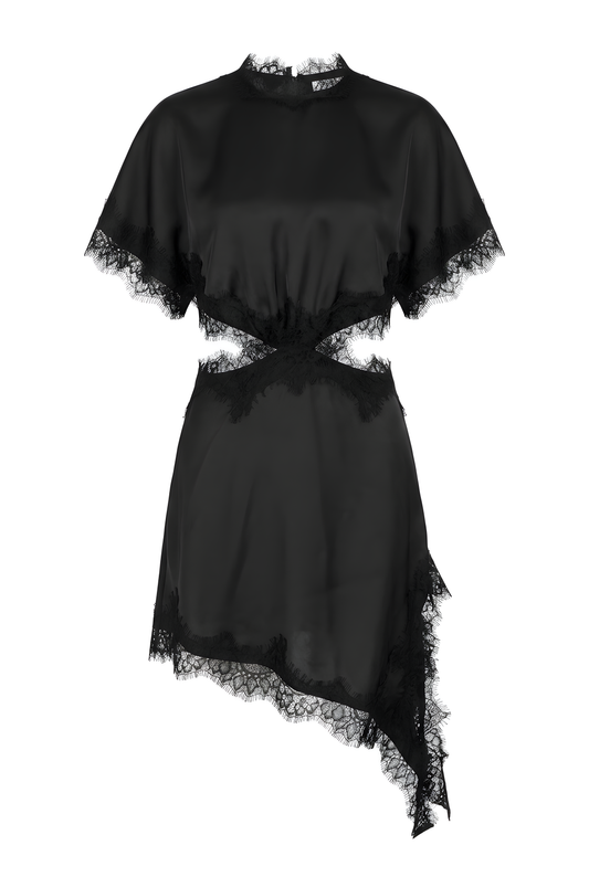 VESTIDO SATIN CON ENCAJE NEGRO