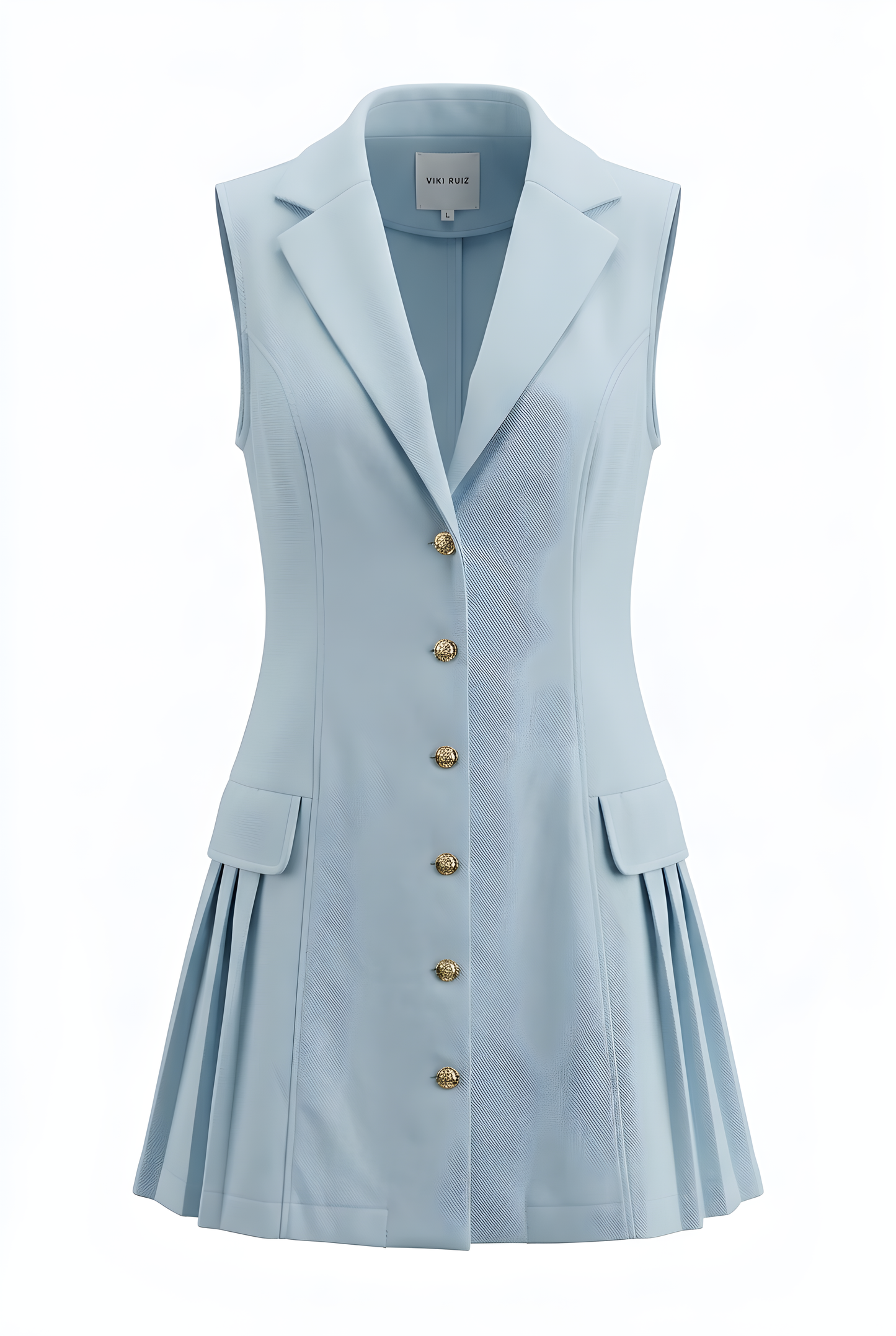 VESTIDO AZUL BOTONES AL FRENTE