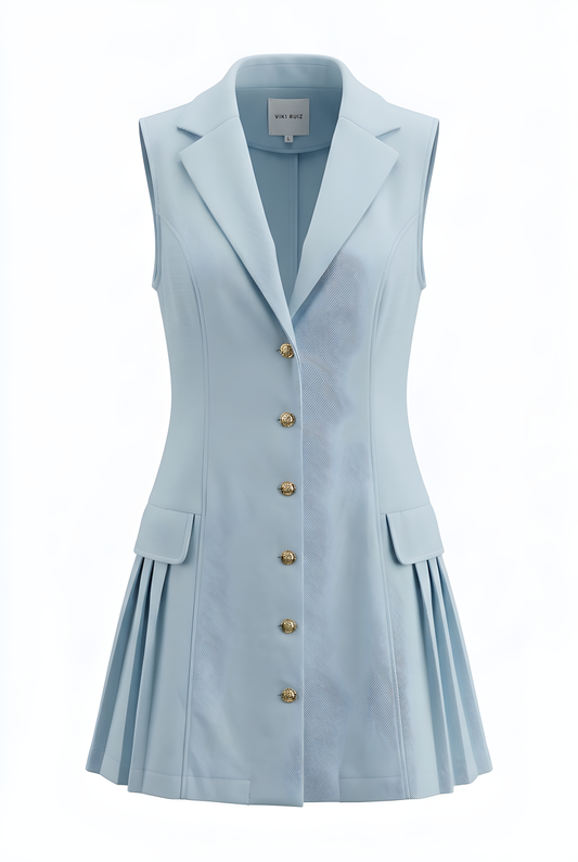VESTIDO AZUL BOTONES AL FRENTE