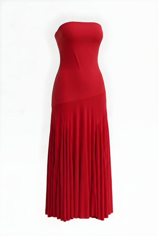 VESTIDO ROJO STRAPLE