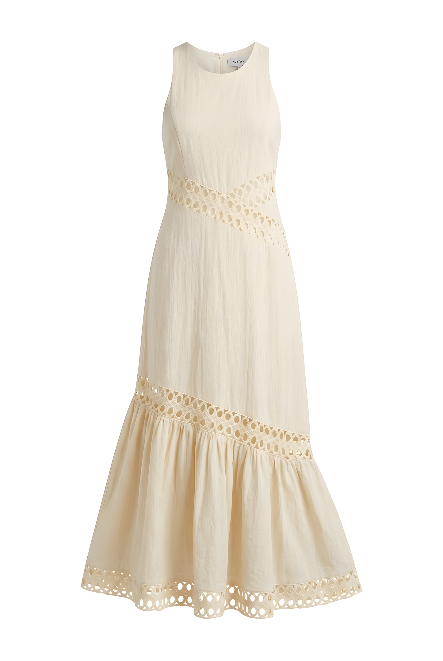 VESTIDO BEIGE CON DETALLE EN CINTURA Y PIERNAS