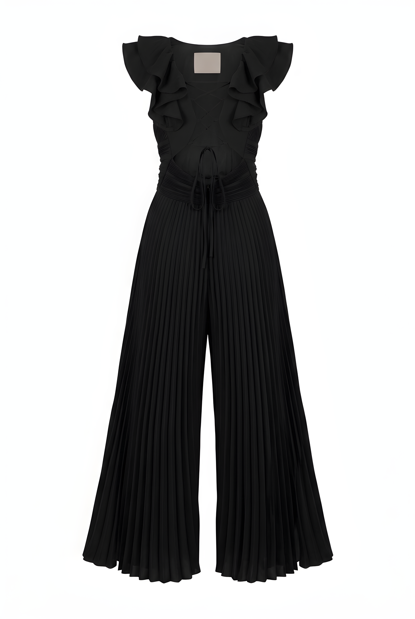 JUMSUIT NEGRO CON DETALLES FLORES HOMBROS